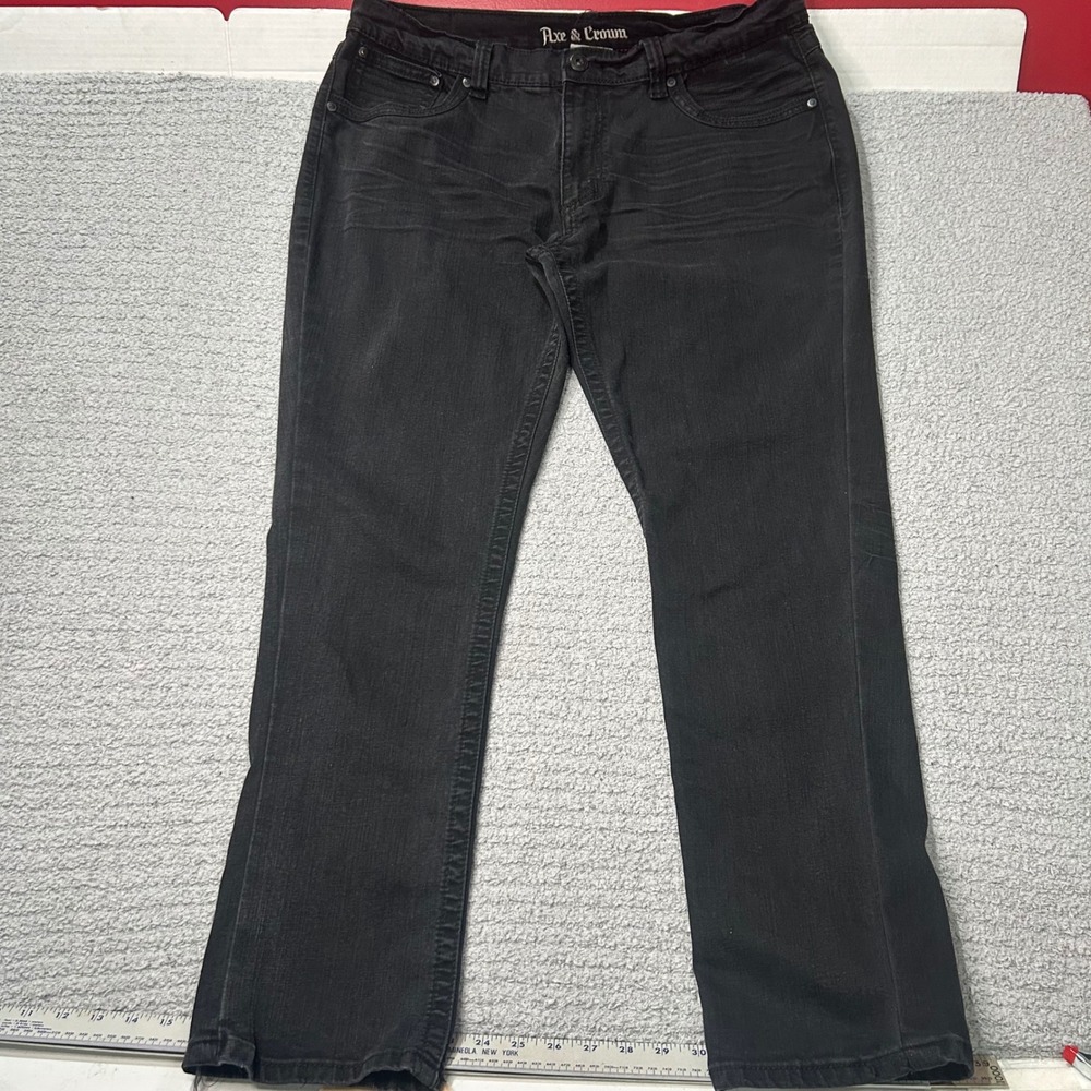 Axe & Crown Jeans Slim Fit 36x30 Black Moto Denim Streetwear Edgy Grunge‎